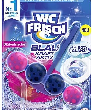 WC FRISCH Kraft Aktiv Blauspüler Blütenfrische, WC-Reiniger und Farbspüler mit 50 Prozent mehr Glanz 1 Stück