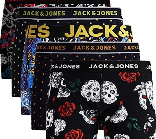 JACK & JONES Herren 5er Pack Boxershorts Mix Unterwäsche Mehrpack