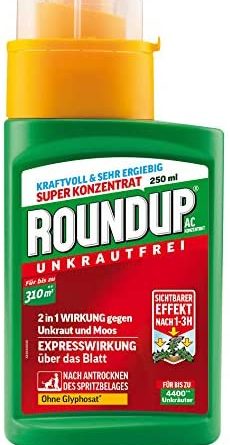 Roundup AC Unkrautvernichter Konzentrat, gegen Unkräuter, Gräser und Moos, Ohne Glyphosat, bis zu 310m², 250 ml