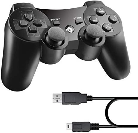 Diswoe Wireless Controller für PS3, Wireless Controller Double Shock Gaming Controller 6-Achsen Bluetooth Gamepad Joystick mit kostenlosem Ladekabel für PS3 Controller für Playstation