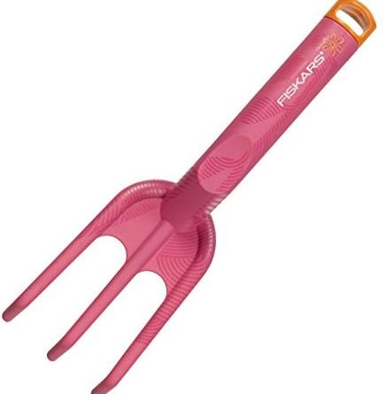 Fiskars Blumenrechen mit 3 Zinken, Länge 27 cm, Glasfaserverstärkter Kunststoff, Pink/Orange, Inspiration, Ruby, 1003668