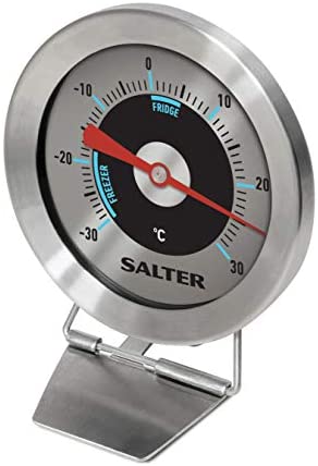 Salter analoges Thermometer für Kühl- und Gefrierschrank – Kühlthermometer Gefrierthermometer Temperaturbereich -30 bis 30°C, Edelstahl Gehäuse, Bimetall Sensor für exakte Ergebnisse