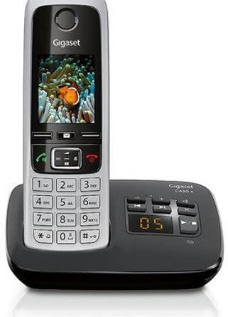 Gigaset C430A Schnurloses Telefon mit Anrufbeantworter (DECT Telefon mit Freisprechfunktion, klassisches Mobilteil mit TFT-Farbdisplay) schwarz-silber