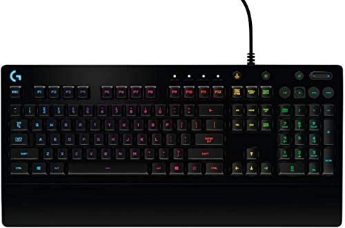 Logitech G213 Prodigy Gaming-Tastatur, RGB-Beleuchtung, Programmierbare G-Tasten, Multi-Media Bedienelemente, Integrierte Handballenauflage, Spritzwassergeschützt, Deutsches QWERTZ-Layout – Schwarz