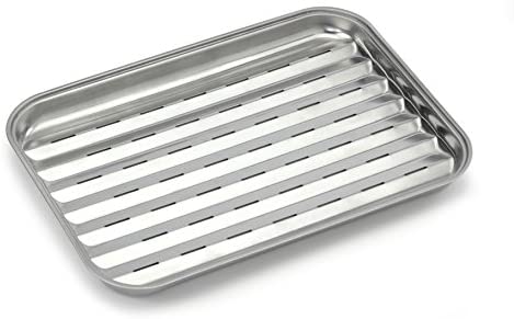 Grillpfanne Edelstahl wiederverwendbare Grillschale eckige Universal 34,5 x 24 cm