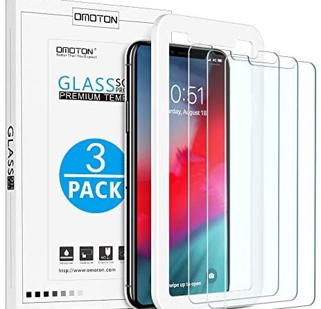 OMOTON [3 Stück] Schutzfolie für iPhone 11 Pro Max und iPhone XS Max [6.5 Zoll], Panzerglasfolie mit Positionierhilfe, Anti-Kratzen, Anti-Öl, Anti-Bläschen, Hülle Freundllich, 2.5D Kante