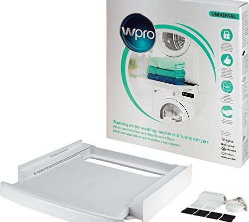 wpro SKS101 – Waschmaschinenzubehör/ Trocknerzubehör/ Verbindungsrahmen m. Ablage/ Zwischenbaurahmen Waschmaschine u. Trockner/ Universell für alle Marken/ 60x60cm