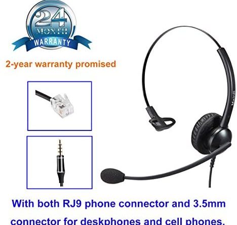 MAIRDI Cisco Telefon Headset mit Noise Cancelling Mikrofon Callcenter Headset mit RJ-Anschluss und 3.5mm Klinke für Festnetztelefonen und Handy Smartphone PC Laptops Tablets