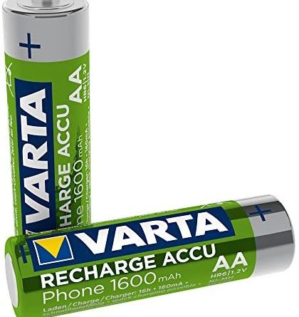 VARTA Recharge Accu Phone AA Mignon 1600 mAh Ni-Mh Akku (2er Pack, geeignet für schnurlose Telefone)