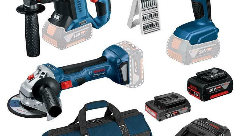 Bosch 18 Volt Akku GSR 18 V-21 + GBH 18 V-21 +  GWS 18 V-7 + 2 Akkus + 25tlg. Bitset