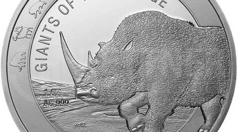 1 oz. Silbermünze 999 **Giganten der Eiszeit – Wollnashorn** 2021 in Münzkapsel