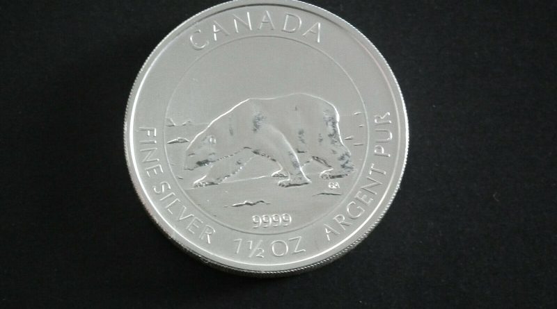 1,5 OZ Unzen Silbermünze “Polarbär” 8 $ Canada 2013 Feinsilber 9999  46,65 Gramm
