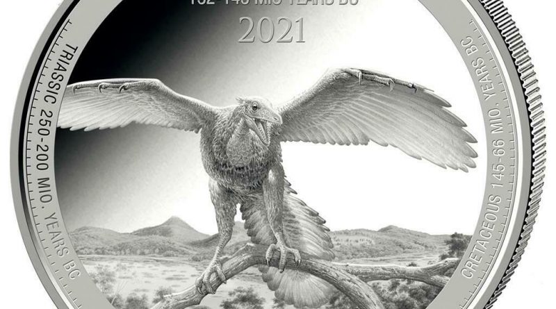 Kongo – 20 Francs 2021 – Archaeopteryx (5.) Premium-Anlagemünze – 1 Oz Silber ST