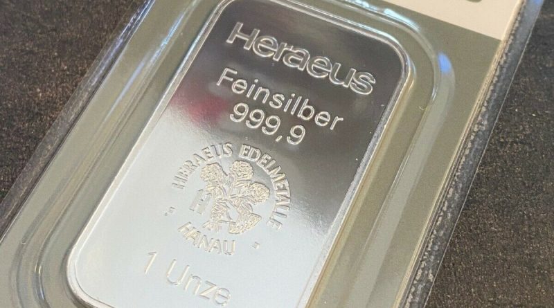 Heraeus 1 oz Unze 999 Silberbarren in Blister Feinsilber
