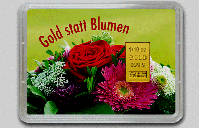 Feingoldbarren 99,99% Blister “Gold…..Blumen” neu original Valcambi Suisse OVP