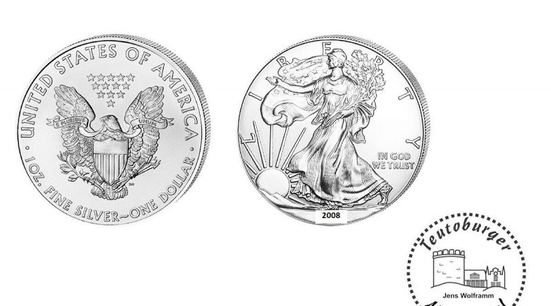 USA  American Eagle 2008  Anlage Münze 1 oz – Unze  999 Silber * St / BU *