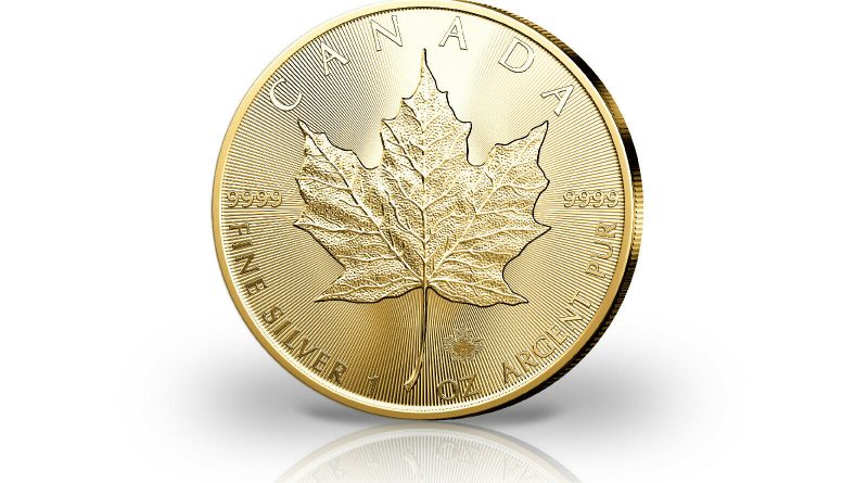 Maple Leaf 1 oz Silber 2021 Kanada mit 24 Karat Gold