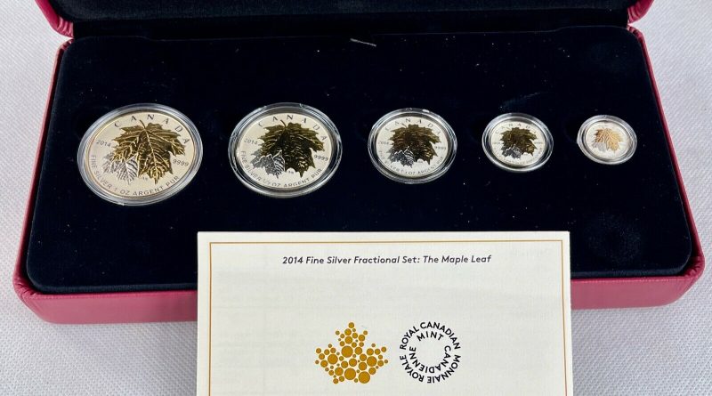 CANADA MAPLE LEAF 2014 FRACTIONAL SET FINE SILVER SILBER 1-1/20 UNZE OZ PP OVP