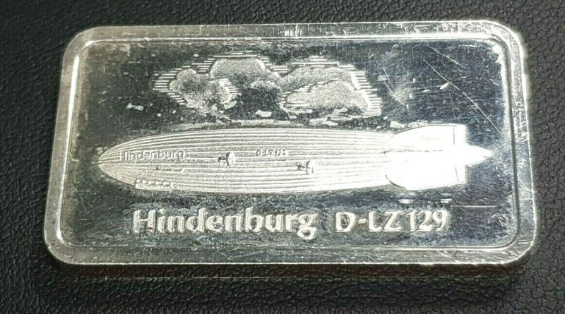 Degussa Silberbarren Feinsilber 999 Silber Barren Hindenburg D-LZ 129 1 OZ Unze