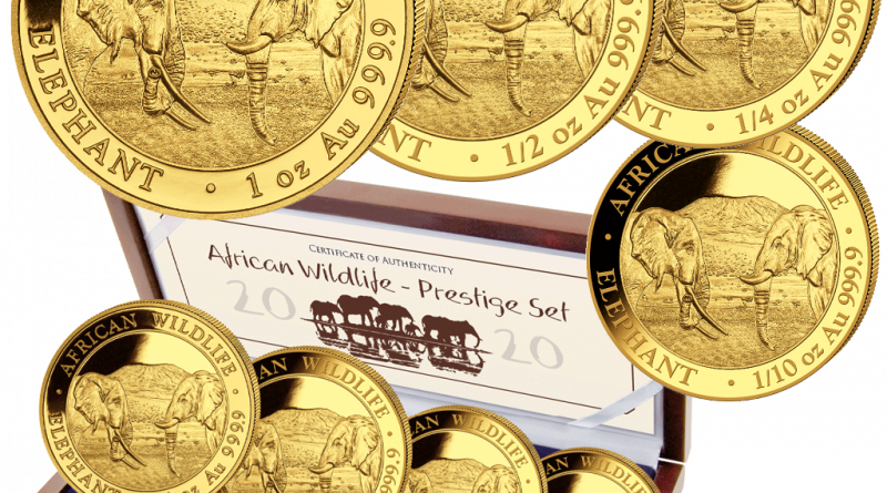 Somalia 1.800 SH. 2020 – Elefant African Wildlife Prestige Satz 1,85 Oz Gold PP