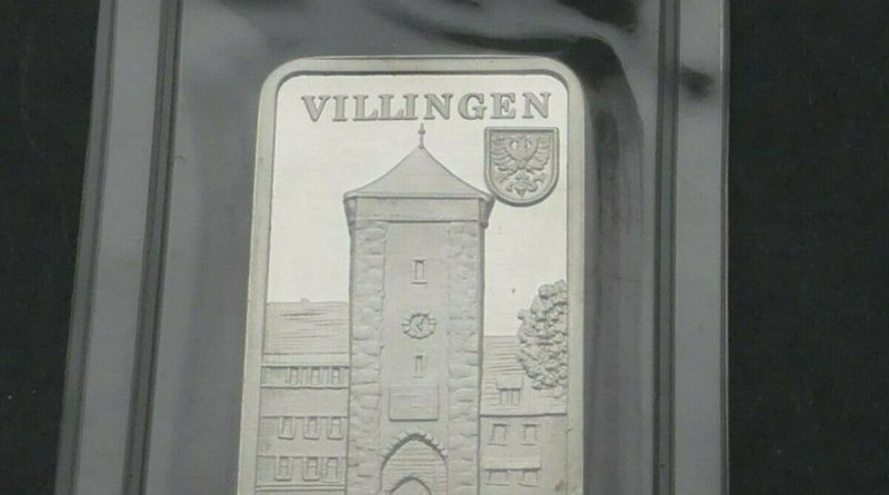 1 OZ Unze Silber Villingen Riettor Motivbarren 999 125 J. Volksbank verschweißt