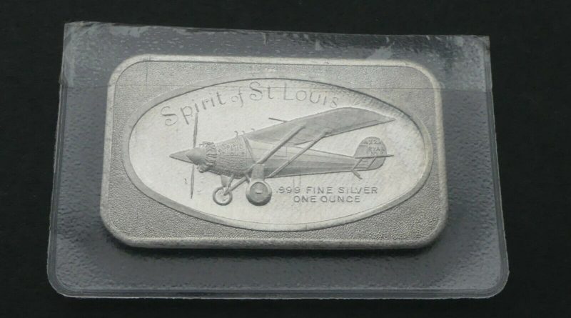 USA 1 OZ Unze Silber “Spirit of St`Louis” Flugzeug Motivbarren .999 Madison Mint