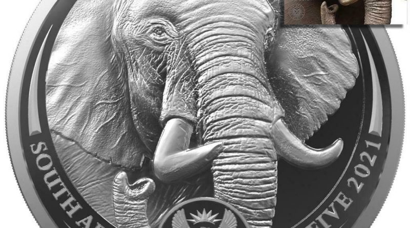 Südafrika – 5 Rand 2021 – Big Five Serie II. – Elefant (1.)  – 1 Oz Silber ST