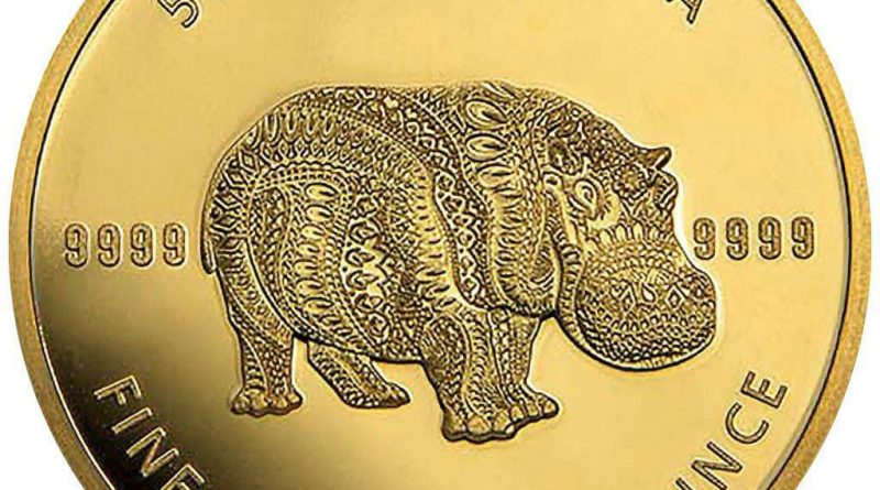 Tschad – 50.000 Francs 2020 – Mandala Hippo – Premium-Anlagemünze – 1 Oz Gold ST