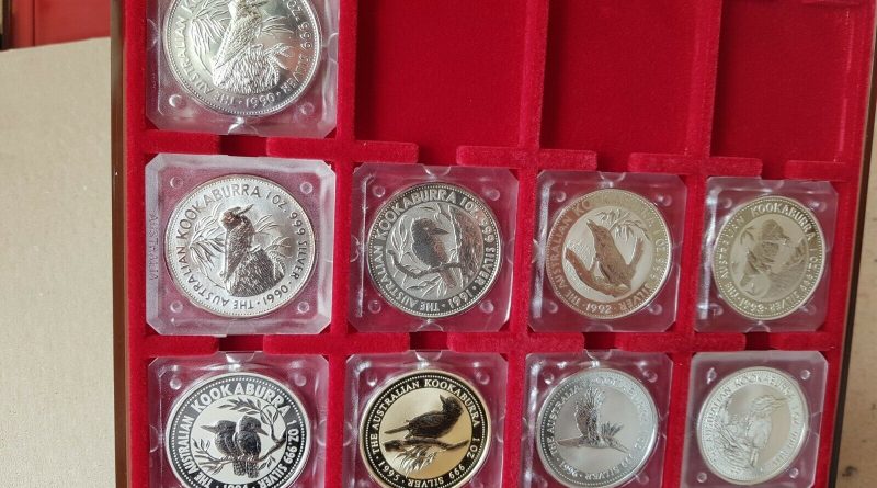 9 x Australien 1 OZ Unze Kookaburra 2 x 1990 und 1991 – 1997 je 1 x Silber 999er