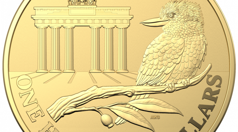 Australien 100 Dollar 2020 Kookaburra Brandenburger Tor WMF Berlin 1 Oz Gold ST