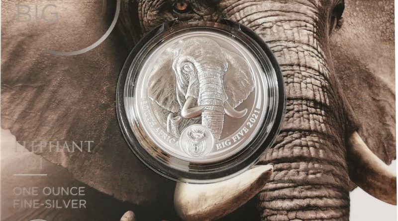 1 oz Silber Südafrika Elefant st 2021 Big Five Serie II 5 Rand Blister 1 Unze Oz
