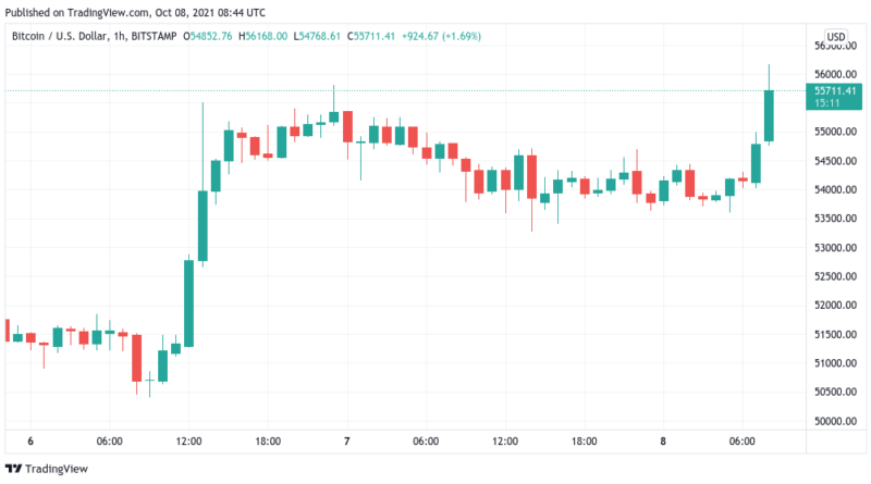 Bitcoin springt zurück auf 56.000 US-Dollar, ETFs heizen Stimmung an