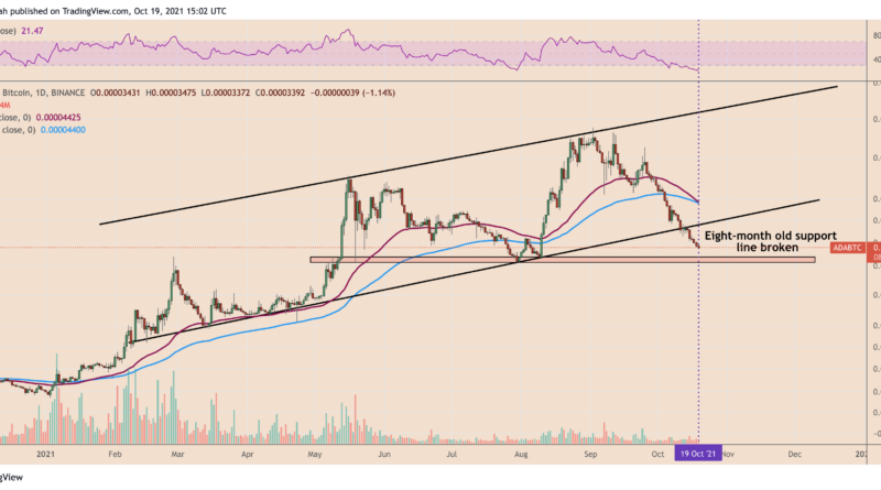 ADA auf Zweimonatstief gegenüber Bitcoin