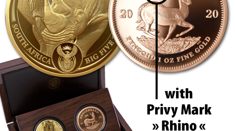 Südafrika – 2020 – Big Five Nashorn + Krügerrand Satz (3.) – 2 x 1 Oz Gold PP