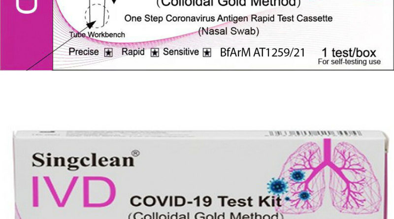 1-750 Stück SINGCLEAN Corona Schnelltest Antigen Laientest Nasal Test EINZELPACK