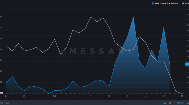 Tägliches Cardano-Transaktionsvolumen steigt: ADA-Kurs fällt trotzdem