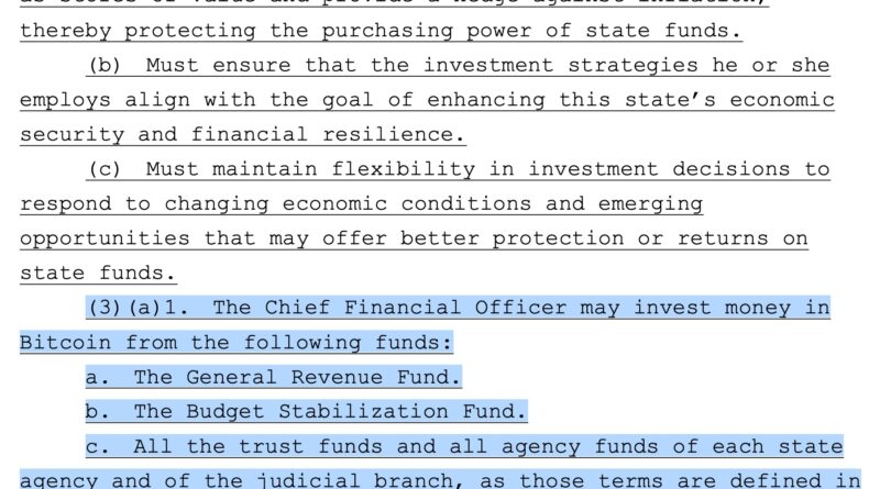 Florida Considers Investing State Funds in Bitcoin with Sen. Gruters‘ Bill Proposal – CryptoNinjas