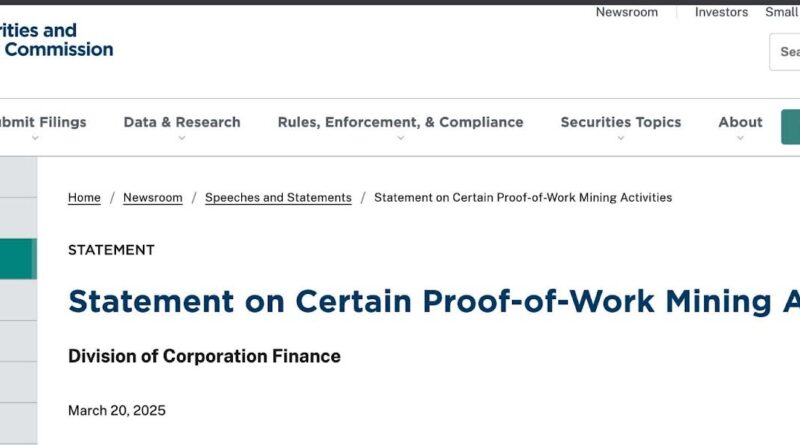 SEC Issues Guidance on Proof-of-Work Mining and Securities Regulation