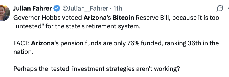 Krypto-Community kritisiert Gouverneurin von Arizona für Bitcoin-Veto