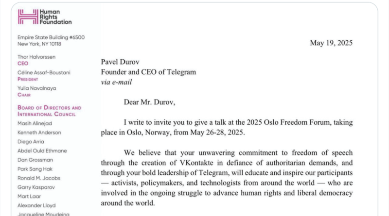 Pavel Durov darf nicht zum Oslo Freedom Forum reisen