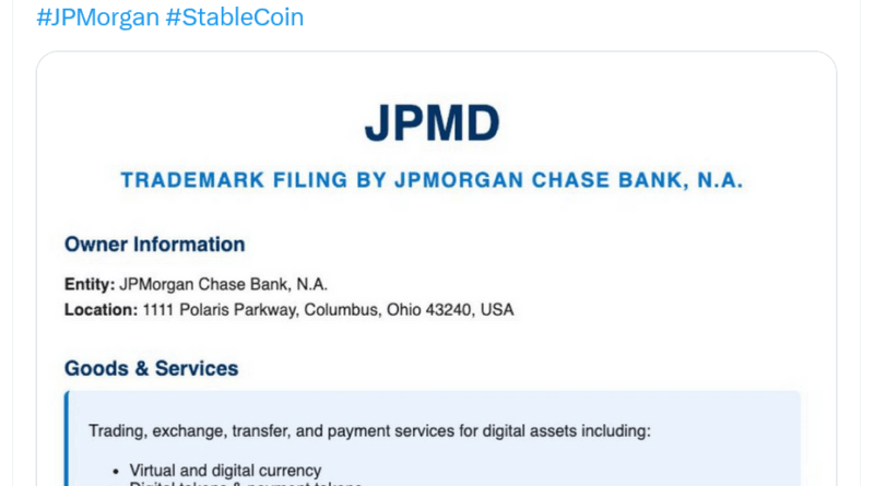 JPMorgan meldet „JPMD“ als Marke an: Krypto-Zahlungsdienstleistungen geplant