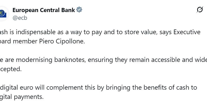 Die EZB bekräftigt ihr Bekenntnis zum Bargeld, trotz Fortschritte beim digitalen Euro