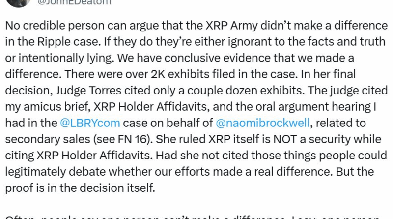 XRP-Anleger waren bei Sieg von Ripple gegen die SEC entscheidend