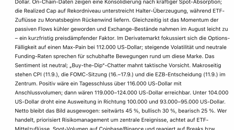 Bitcoin Prognose für September – Was sagen ChatGPT & Grok?