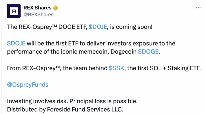 Dogecoin-ETF könnte dank Schlupfloch nächste Woche Realität werden