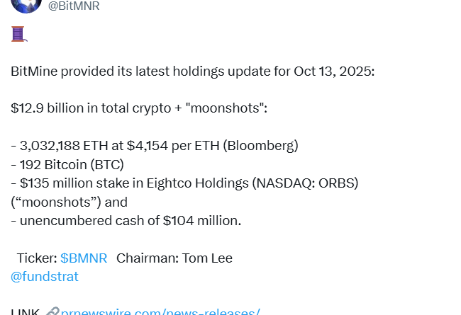 BitMine kauft 200.000 ETH: Aggressiver Ether-Kauf nach Crash-Wochenende