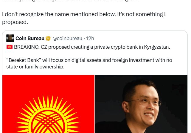 CZ dementiert Beteiligung an privater Kryptobank in Kirgisistan