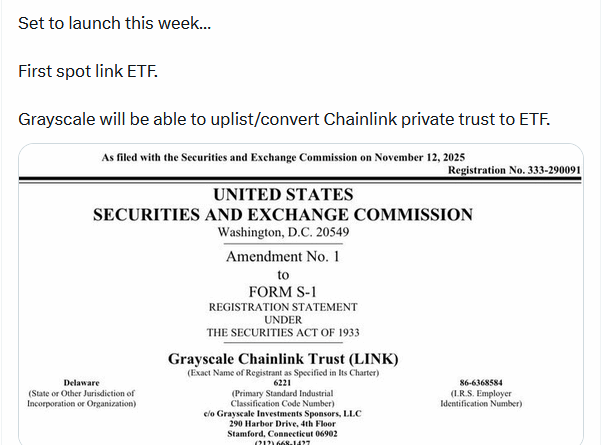 Grayscale lanciert ersten Chainlink (LINK)-Spot-ETF über Trust-Umwandlung