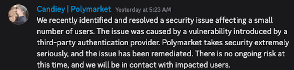 Polymarket: Sicherheitslücke durch Drittanbieter verursacht