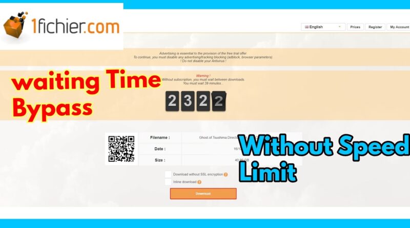 Skip Waiting time of 1Fichier and Pixeldrain  | Bypass without speed Limit